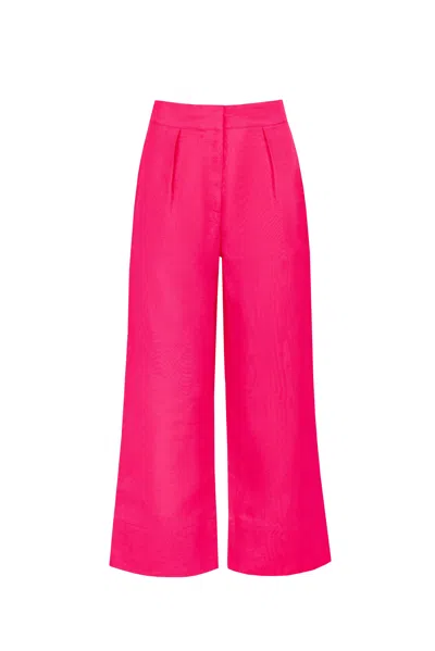 Jaaf Women's Pink / Purple Linen-blend Cropped Pants In Hot Pink In Pink/purple