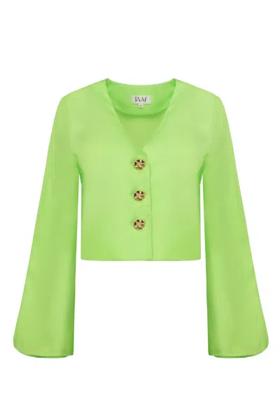 Jaaf Women's Relaxed Fit Crop Shirt In Lime Green