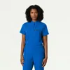 Jaanuu 1-pocket Classic Banded Collar Scrub Top In Blue