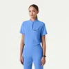 Jaanuu 1-pocket Classic Banded Collar Scrub Top In Blue