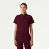 Jaanuu 1-pocket Classic Banded Collar Scrub Top In Burgundy