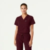 Jaanuu 1-pocket Classic V-neck Scrub Top In Burgundy
