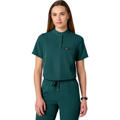 Jaanuu 1-pocket Classic Banded Collar Scrub Top In Green