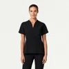 Jaanuu 2-pocket Tailored V-neck Scrub Top In Black