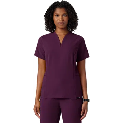 Jaanuu 2-pocket Tailored V-neck Scrub Top In Burgundy