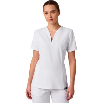 Jaanuu 2-pocket Tailored V-neck Scrub Top In White