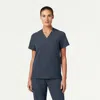 Jaanuu 3-pocket Classic Notched V-neck Scrub Top In Gray