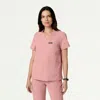Jaanuu 3-pocket Classic Notched V-neck Scrub Top In Pink