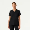 Jaanuu 3-pocket Slim Notched V-neck Scrub Top In Black