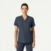 Jaanuu 3-pocket Classic Notched V-neck Scrub Top In Gray
