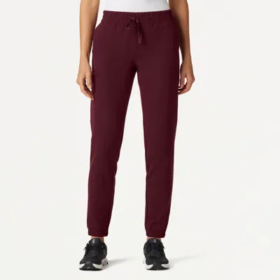 Jaanuu 7-pocket Skinny Scrub Jogger In Burgundy