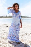 Jaase Heaven Print Bloom Maxi Dress Light Blue