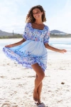 Jaase Heaven Print Louise Mini Dress Light Blue