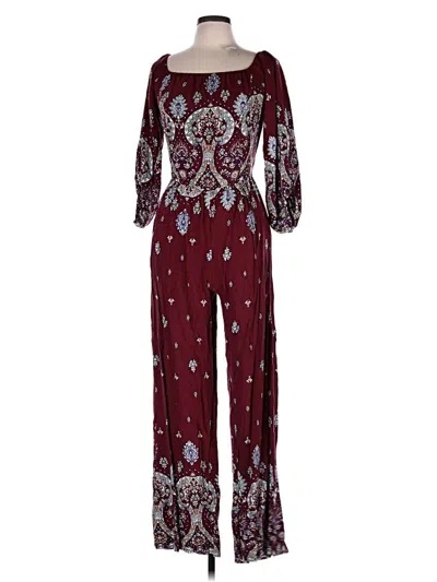 Pre-owned Jaase Jumpsuit In Burgundy