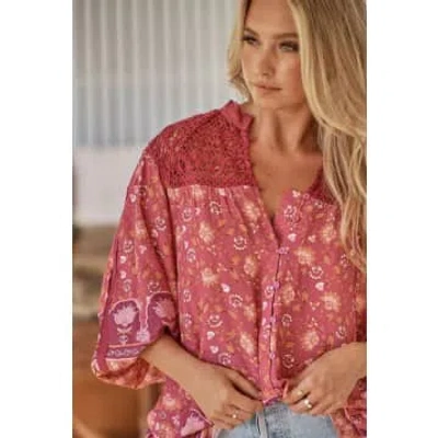 Jaase Merlot Print Florence Blouse In Pink