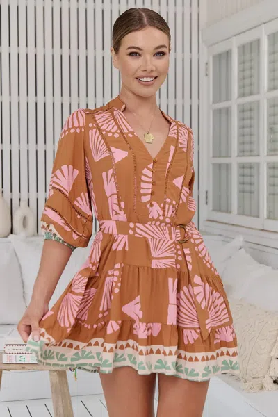 Jaase Suga Print Jayde Sleeve Mini Dress