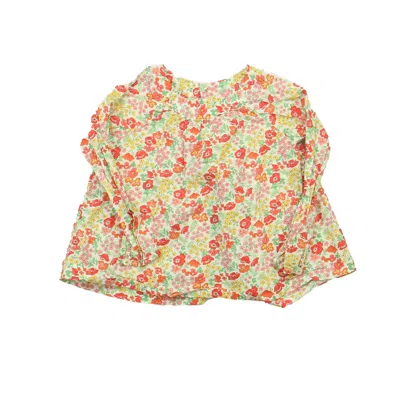 Pre-owned Jacadi Kids' Girls Coral Floral Blouse Size: 23 Months In Orange