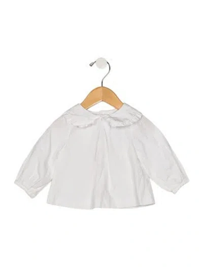 Pre-owned Jacadi Babies' Girls' Long Sleeve Top In White