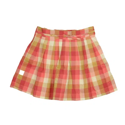 Jacadi Kids' Girls Pink White Plaid Skirt