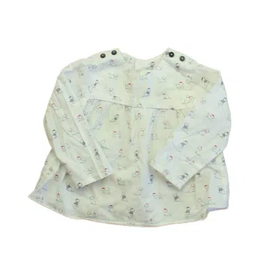 Jacadi Kids' Girls White Cat Blouse