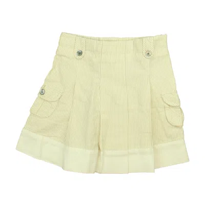 Pre-owned Jacadi Kids' Girls White Khaki Stripe Skirt
