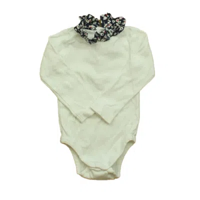 Pre-owned Jacadi Kids' Girls White Navy Floral Onesie