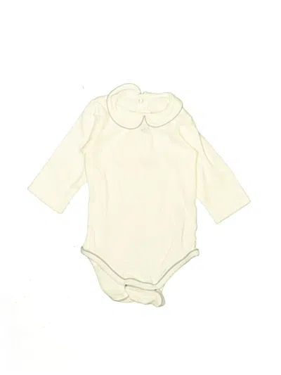 Pre-owned Jacadi Kids' Long Sleeve Onesie In White