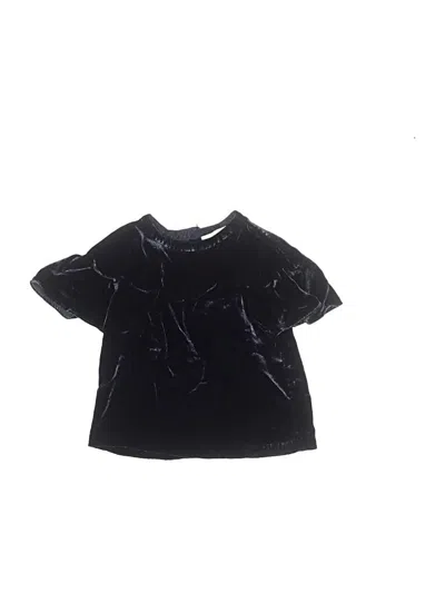 Pre-owned Jacadi Kids' Short Sleeve Top Black Stars Pattern Ruffles Neckline Tops