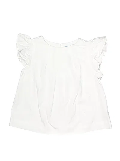 Pre-owned Jacadi Kids' Short Sleeve Top White Ruffles Neckline Tops