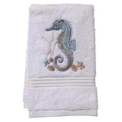 Jacaranda Living 100% Cotton Fingertip Towel In White,aqua