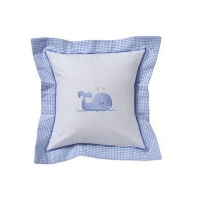 Jacaranda Living Cotton Percale Baby Pillow Cover, Whale, Blue