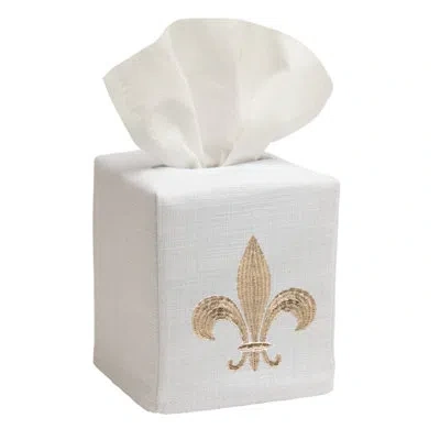 Jacaranda Living Fleur De Lis Tissue Box Cover In Natural;white