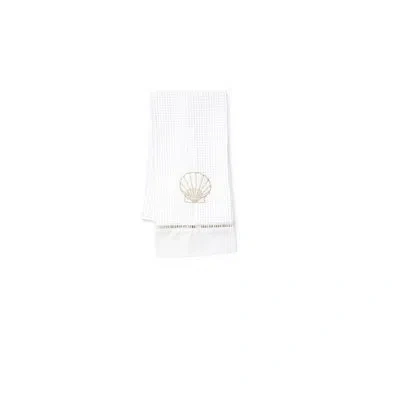 Jacaranda Living Scallop 100% Cotton Hand Towel In Beige