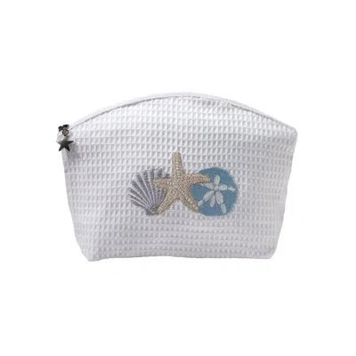 Jacaranda Living Shell Trio Waffle Weave Cosmetic Makeup Organizer In White