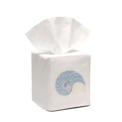 Jacaranda Living Striped Nautilus Tissue Box Cover In White,blue