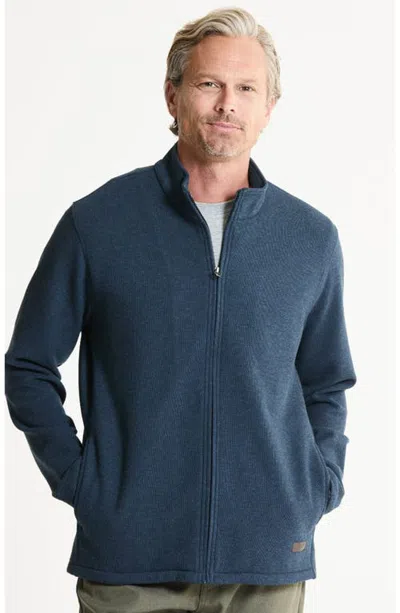 Jachs Brawny Rib Knit Full Zip In Blue