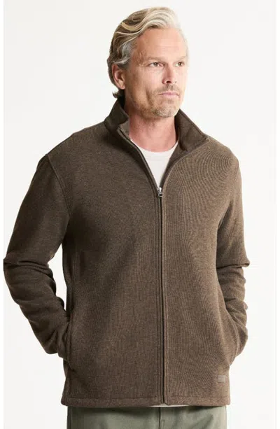 Jachs Brawny Rib Knit Full Zip In Brown