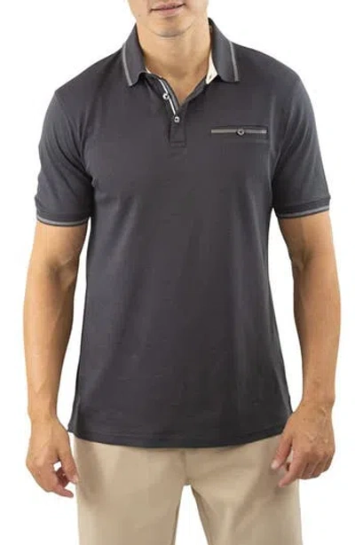 Jachs Carlyle Luxe Interlock Polo In Charcoal