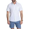 Jachs Classic Fit Short Sleeve Button-up Tech Shirt In White Micro Poly Print