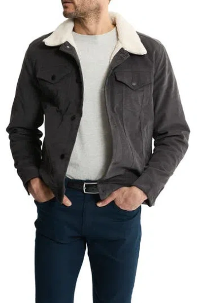 Jachs Corduroy Faux Shearling Lined Trucker Jacket In Gray
