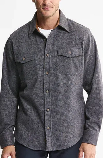 Jachs Corduroy Trim Knit Flannel Button-up Shirt In Blue