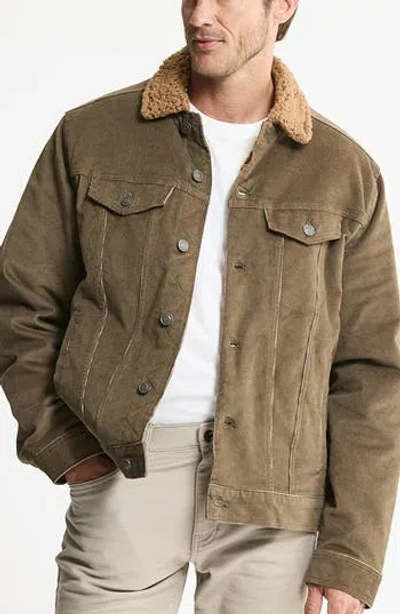 Jachs Corduroy Trucker Jacket With Faux Fur Collar In Green