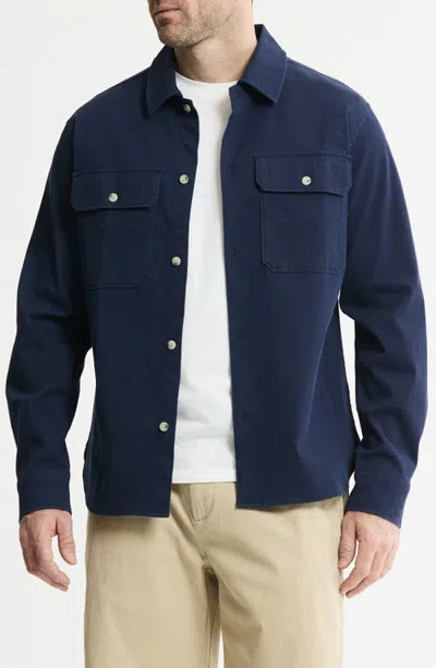 Jachs Cotton & Silk Stretch Overshirt In Navy