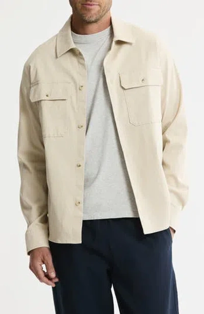 Jachs Cotton & Silk Stretch Overshirt In Neutral
