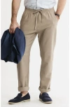 Jachs Cotton Twill Drawstring Pants In Brown