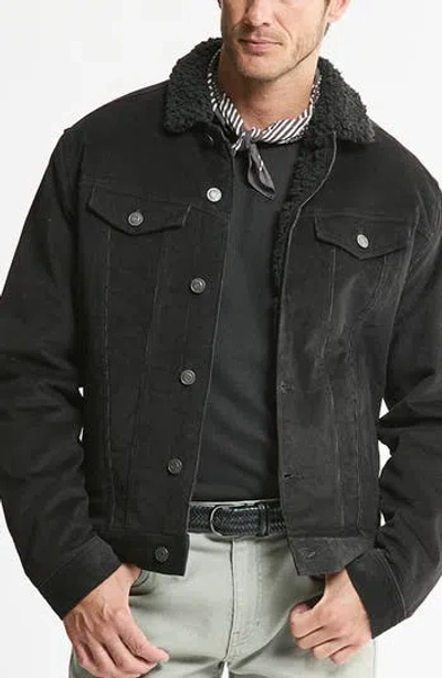 Jachs Faux Fur Lined Corduroy Trucker Jacket In Black