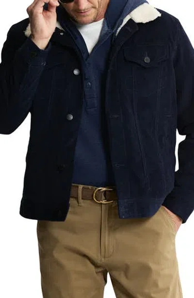 Jachs Faux Shearling Lined Trucker Jacket In Blue