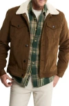 Jachs Faux Shearling Lined Trucker Jacket In Brown