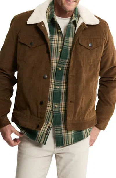 Jachs Faux Shearling Lined Trucker Jacket In Brown