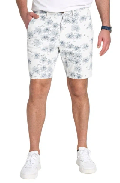 Jachs Floral Print Stretch Twill Shorts In White Floral Print